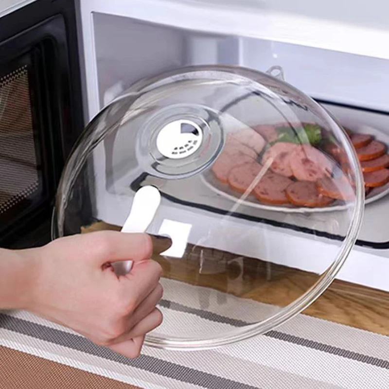 Microwave Splash Cover Handle High Temperature Resistant Microwave Guard Lid Transparent Food Heating Cover Steam Vent microwave food cover microwave dust cover