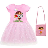 Robe d'été pour enfants, tenue de princesse Dora pour petites filles, vêtements de fête d'anniversaire et de mariage, Costume de noël et d'halloween 4