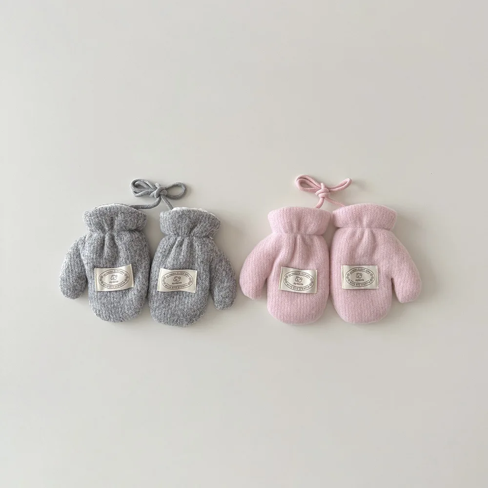 New Solid Color Neck Gloves Boys and Girls Korean Children's Gloves WinterWarm and Cold Bag Finger Wholesale