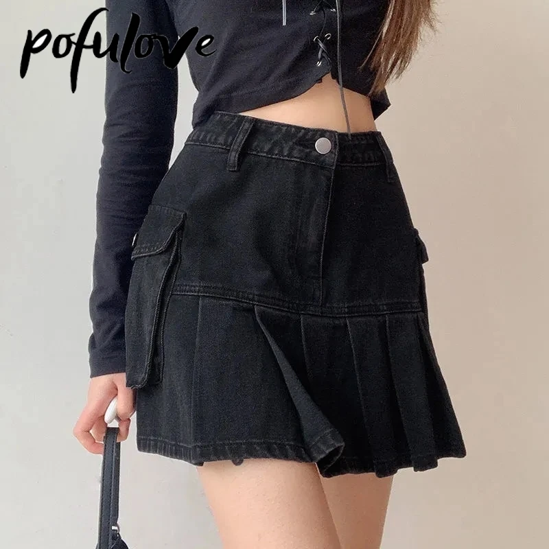 

Мини-юбка женская джинсовая трапециевидная, в готическом стиле