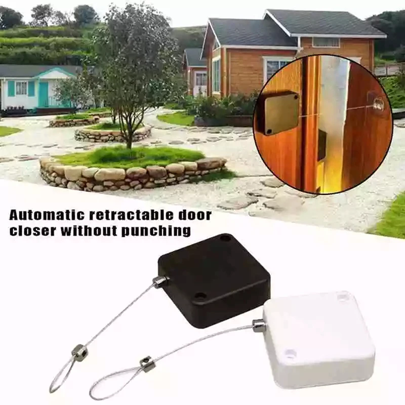 Automatic Door Closer Punch-free Automatic Sensor Door Closer Automatically Close for All Doors Closer Punch-Free Automatic Drawstring Bracket