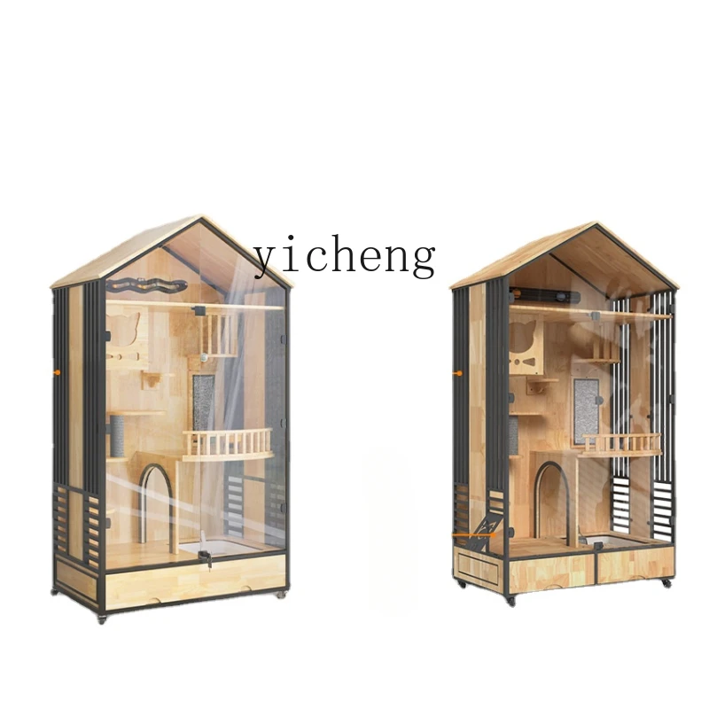 

Zc Three-Layer Solid Wood Large Luxury Household Cattery Cage Cat Coffee Cat Cabinet