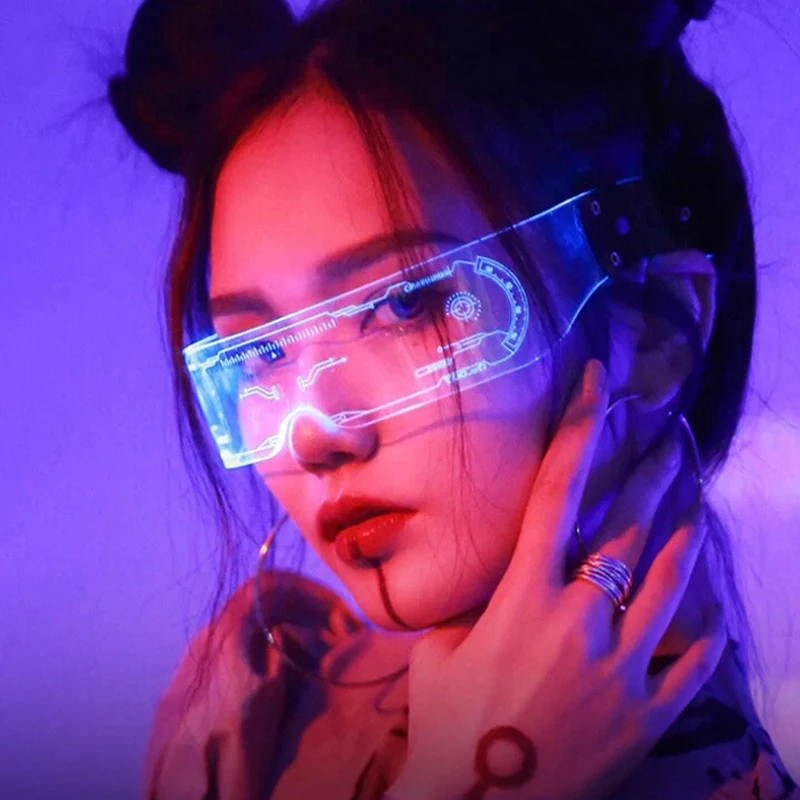 LED Glasses Colorful Neon Luminous Glasses Change Color Light Up Glasses Rave Costume Party Decor DJ Glasses Performance Props