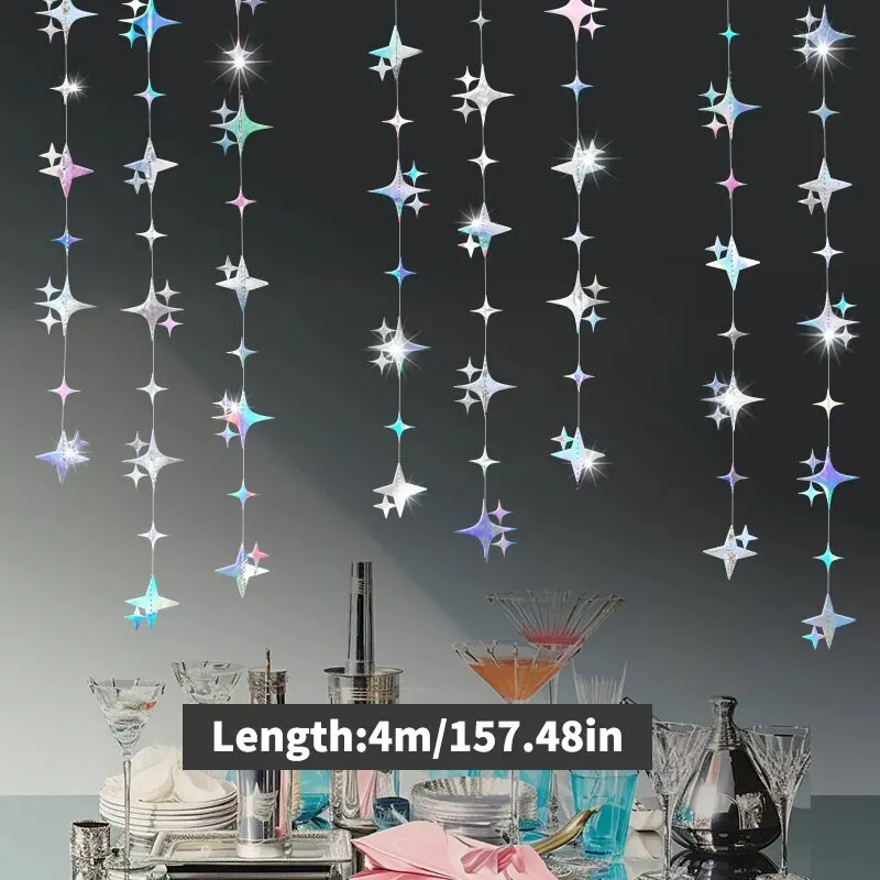 Paper Garland Party Decorations 24PCS 28PCS Star Garland Polka Dots Shower Curtain Props Valentine's Day New Year Party