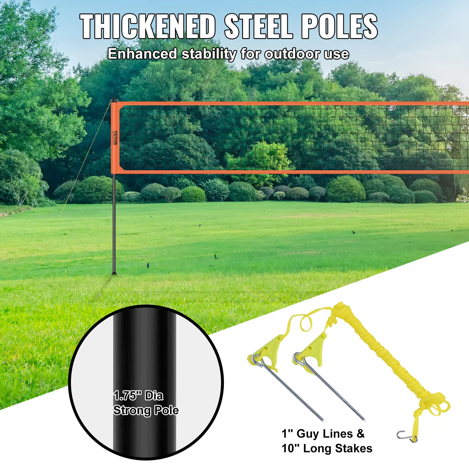 VEVOR 1.25-1.75inch Outdoor Portable Volleyball Net System 4