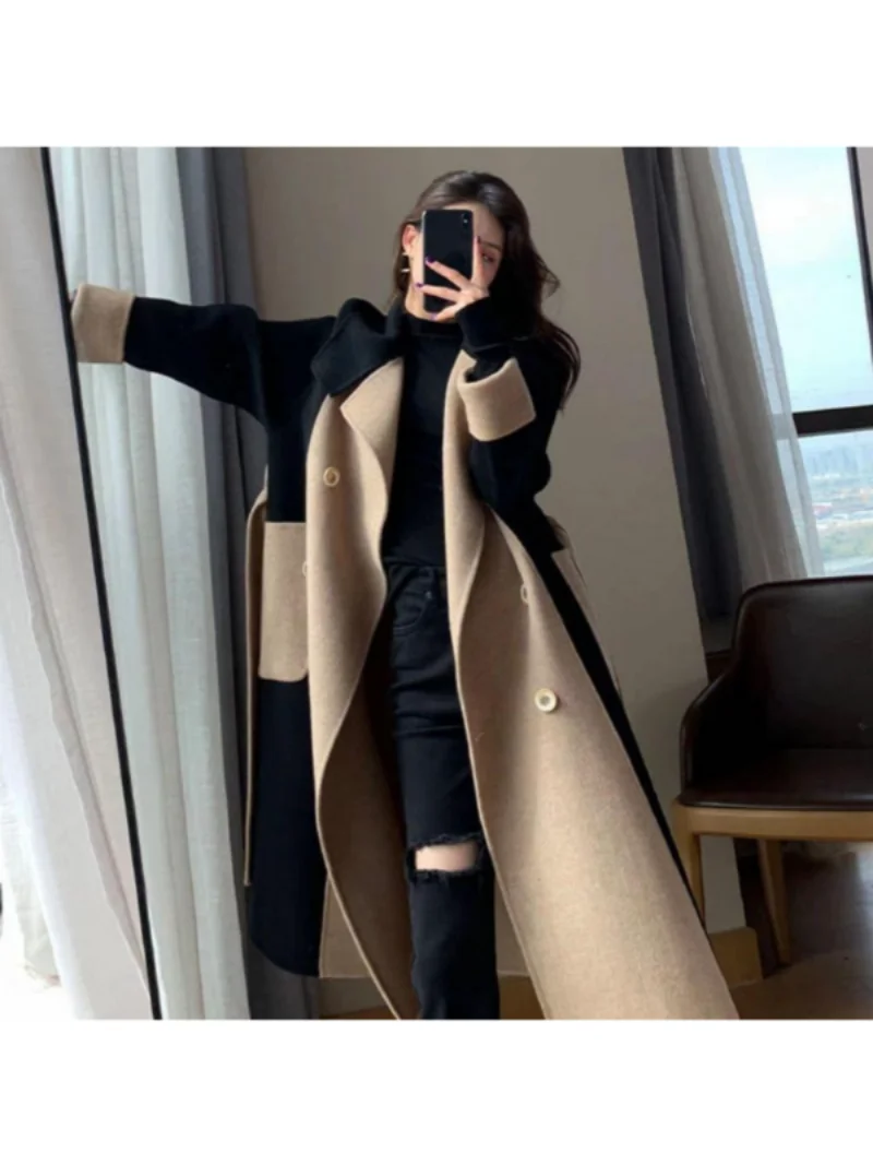 

Winter Coat for Women Wool Blends Coat New In Outerwears Jackets In External Clothes Wool Coats Mix Middle Long Overcoat Coats