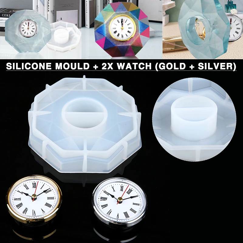 Silicone Clock Mould Polygon Clock Mould Crystal Resin Epoxy Casting