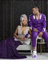 Customized Men Suits With Crystal Beaded Notched Lapel Groom Wedding Tuxedo 3 Pieces Sets  Bridegroom Male Blazers Costume Homme 1
