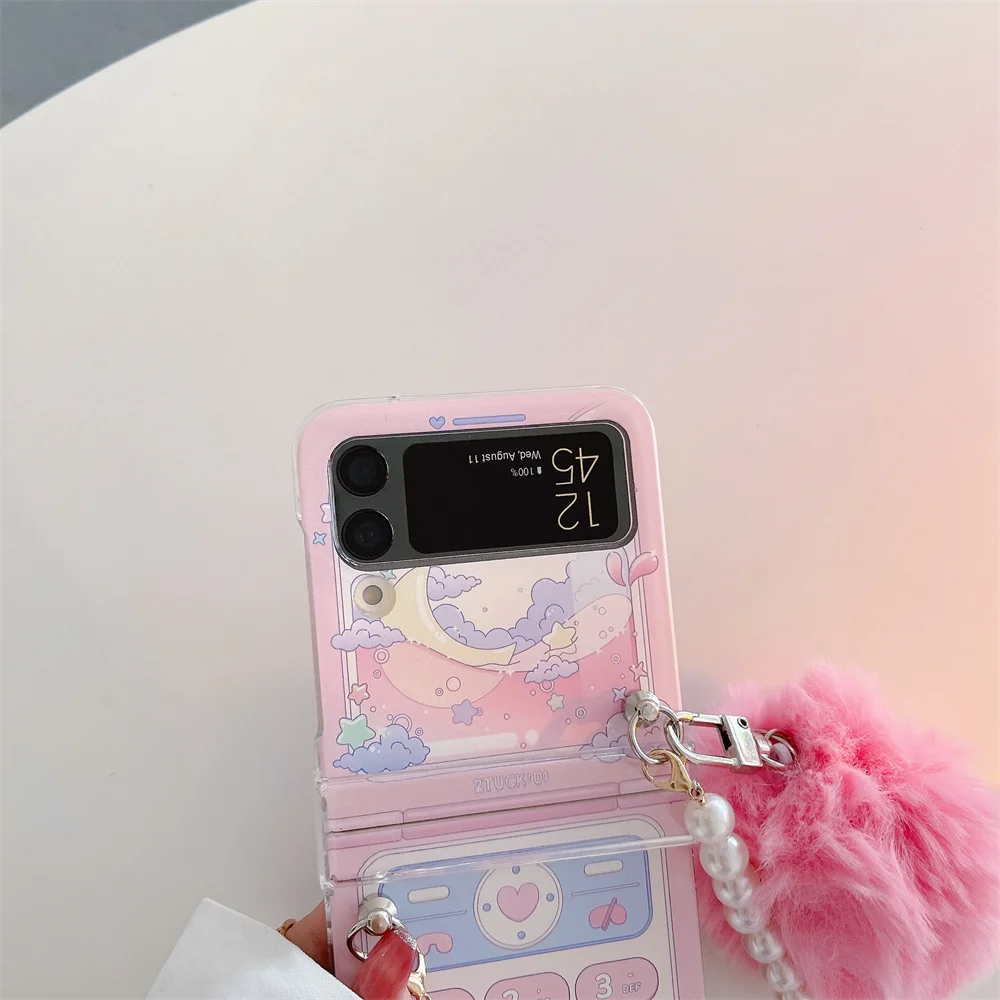 Korean Cartoon Pearl Bracelet Hairball Wrist Chain Case Cover