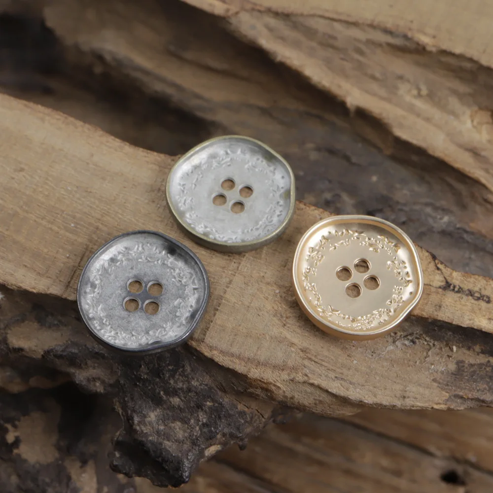 10개/세트 15-25mm 네 눈 모양 금색 밀 이삭 레트로 정장 재킷 바람막이 금속 단추 카디건 단추 N838