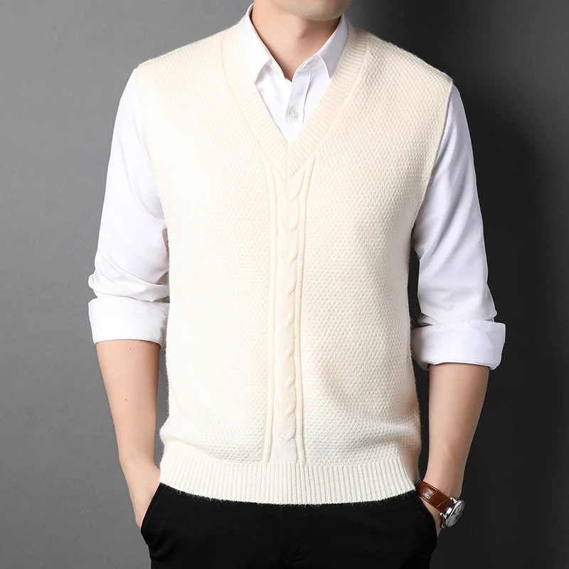 2022 Autumn Winter Sweater Vest Men Brand Clothing Knitted Wool