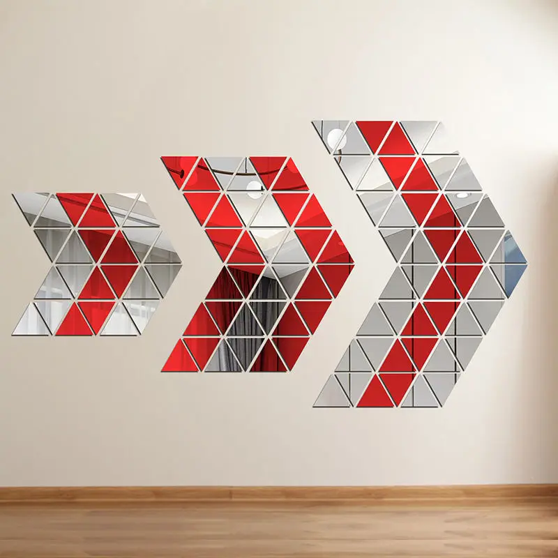 Acrylic Triangle Mirror Wall Stickers DIY 3D Self-adhesive Living Room Restaurant Aisle Floor Personalized Wall Decoration