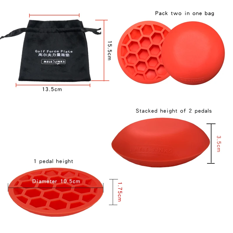 Golf Training Aids 2 Pcs Golf Force Plate Step Pad Rubber Assisted Balance Swing Practice Red Anti-slip Golf Trainer Accessories 2