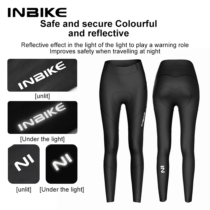 INBIKE Sports Tights Women Gel Pad Thermal Fleece Bicycle Leg Warmers Women's Cycling Tights Legging Trouser Bike Riding Clothes