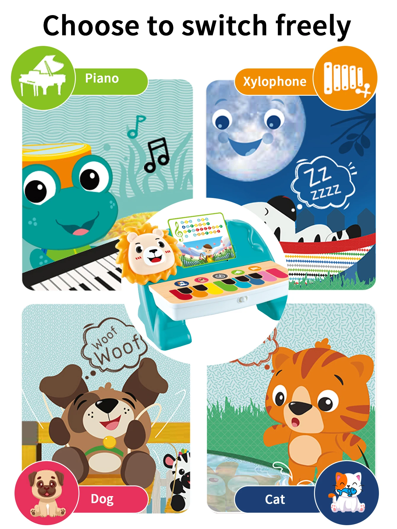 Lion touch playing piano toy, safe wireless intelligent touch electronic small piano can play music 4