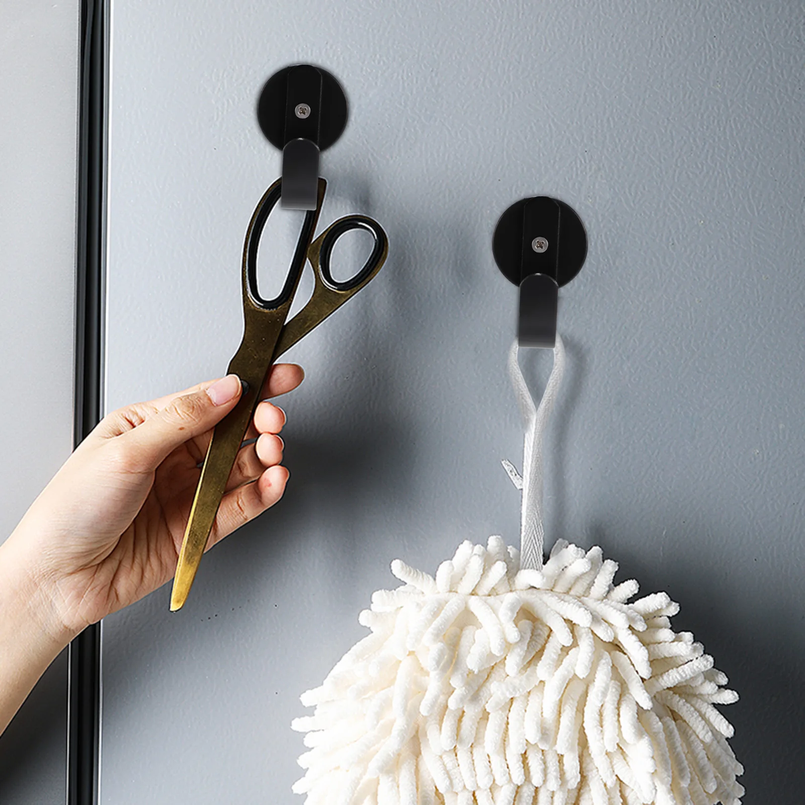 2pcs Magnetic Organizer Hooks Wall Mount Strong Magnet Key Towel Storage Holder Adhesive Hook Shelf For Refrigerator Kitchen