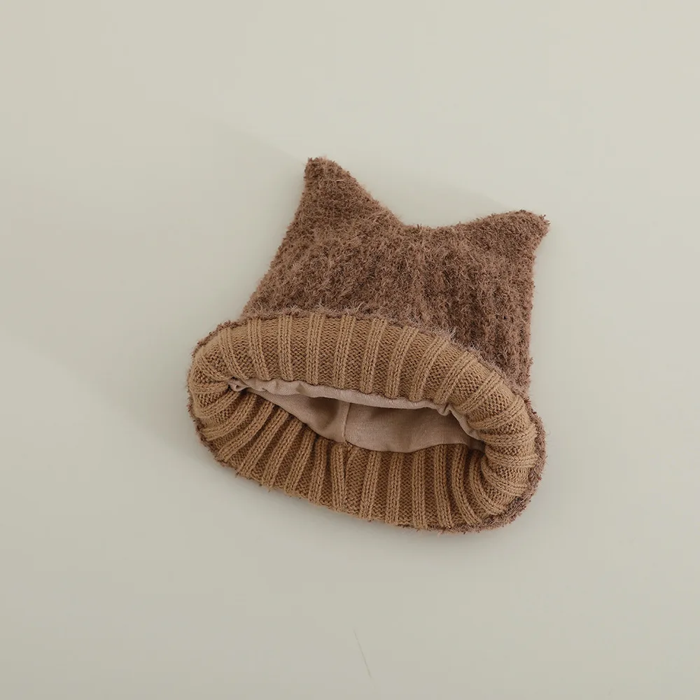 2025 New Kids Girls OK Cat Ears Hats Winter WarmKnitted Beanie Hat For Outdoor Snow Ski Cap Ages 5-12 years