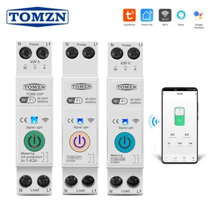 Умный выключатель TOMZN 63a 1P + N с Wi-Fi, измеритель энергии в кВтч, схема измерения, фотореле, MCB TUYA smartlife