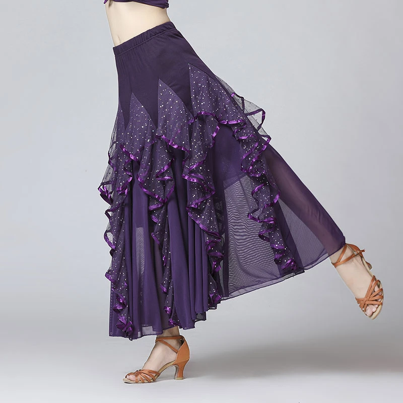 Lady Ballroom Dancing Skirts Female Waltz Modern Dance Long Skirts