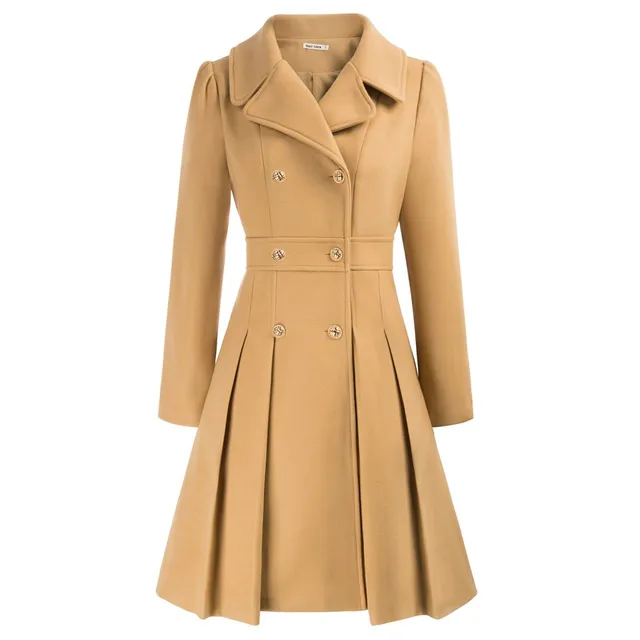 GRACE KARIN Women's Trench Coat Notch Lapel Double Breasted Thick