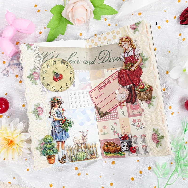 2m/Roll Elegance Girl PET Tape Flower Aesthetic Scrapbooking Sticker Materials Card Making Journal Collage Tape Diary Decoration