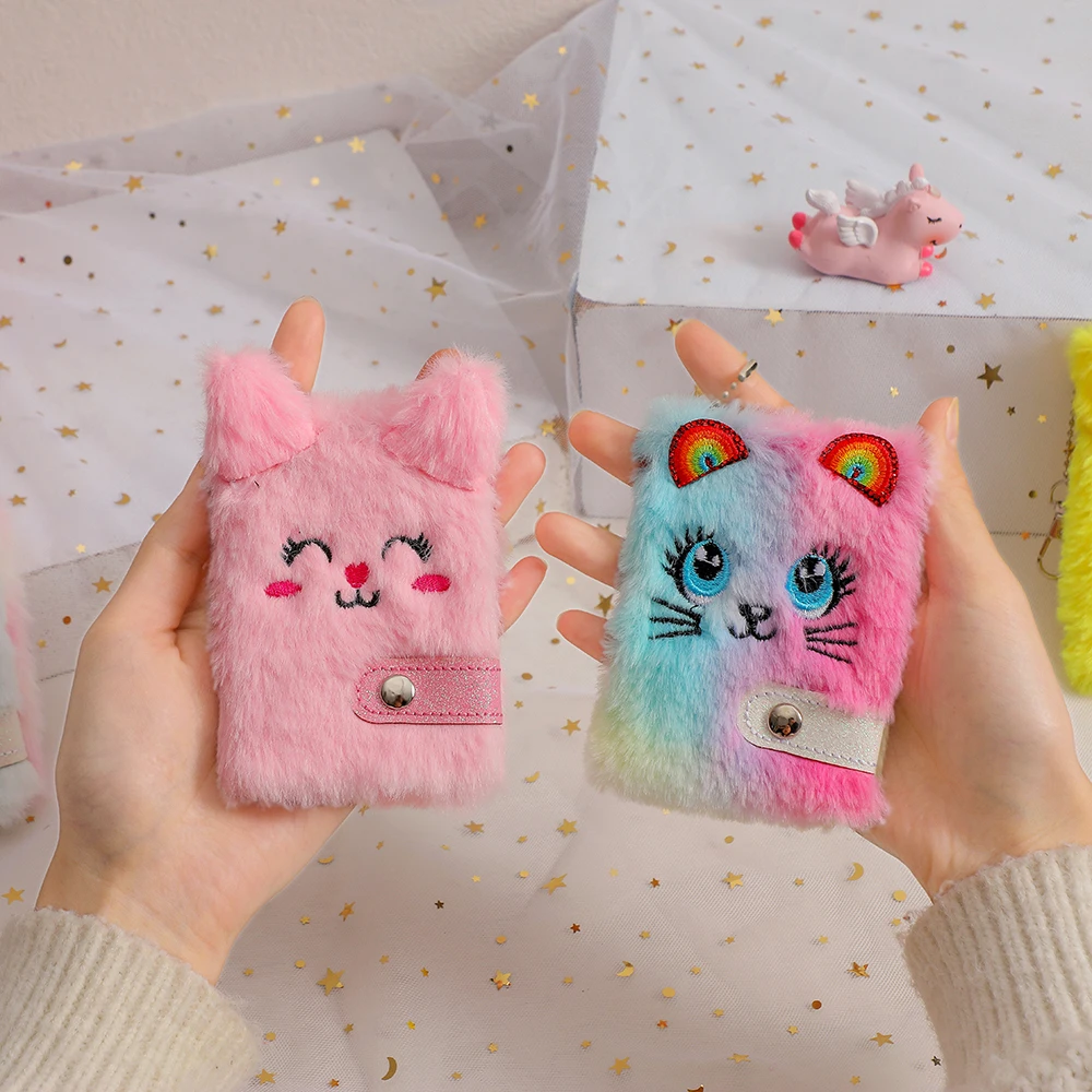 Kawaii Plush Mini Notebooks for Daily Notes Keyring Notepad