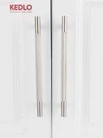 มือจับตู้ครัวแบบยาว KEDLO ทำจากทองเหลืองแท้ สไตล์ยุโรป หรูหราแบบเบาๆ ผิวสีนิกเกิลขัดเงา ขนาด 500 มม. สีเงิน 4