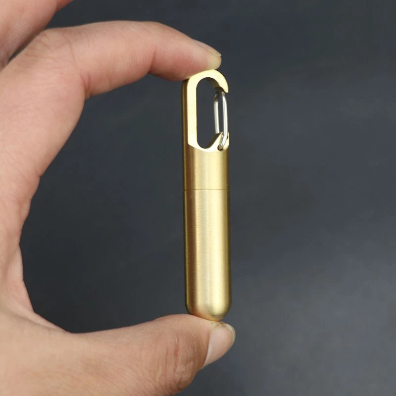 Waterproof Brass Pill Case Medicine Box Keyring Keychain