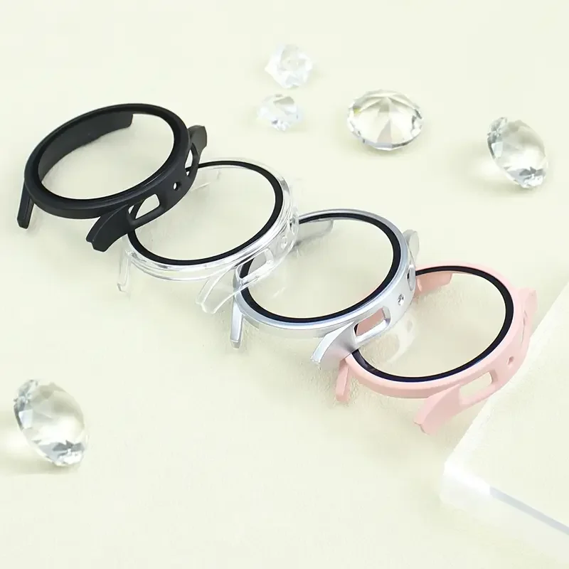 Hülle für Samsung Galaxy Watch 7/6/5/4/FE, gehärtetes Glas + Abdeckung, PC-Stoßstangen-Displayschutz, Galaxy Watch 7 6 44 mm, 40 mm, Zubehör – Detail 1