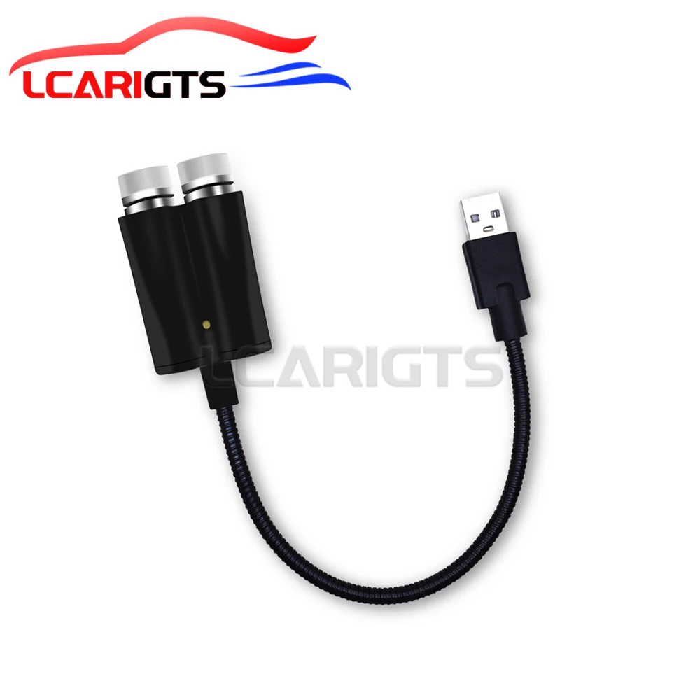 

Двухцветные USB Автомобильные аксессуары для интерьера, атмосфера, звездное небо, лампа, окружающий ночник, фиолетовый и красный