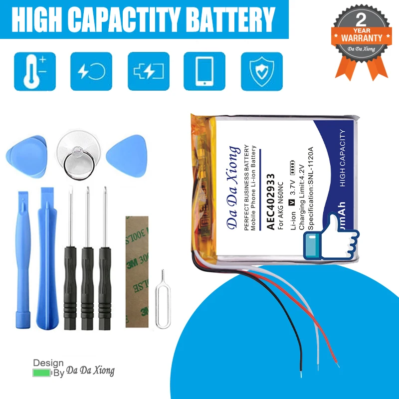 

High Quality 500mAh AEC402933 Replacement Battery For AKG N60 NC N60NC Batteries + Free Tools