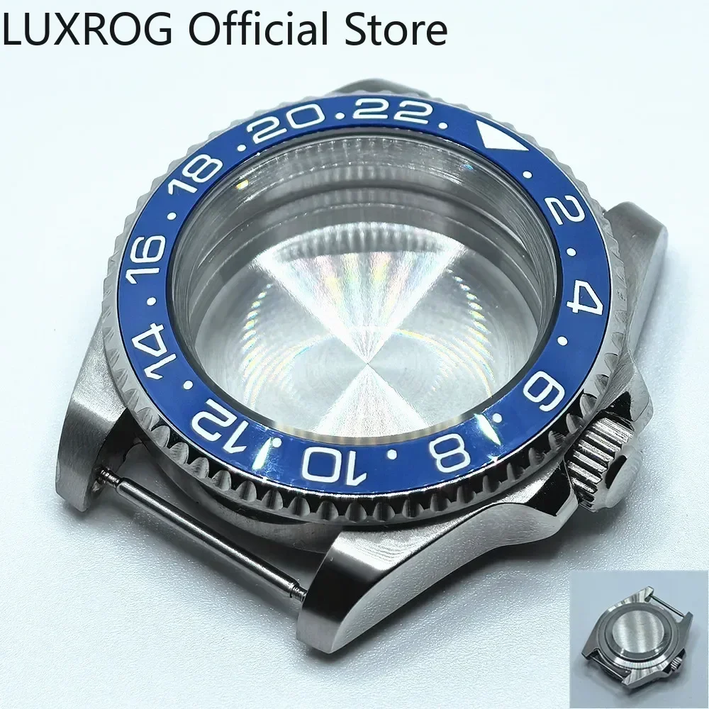 Stainless Steel 40MM Black Blue Ceramic Insert Watch Case