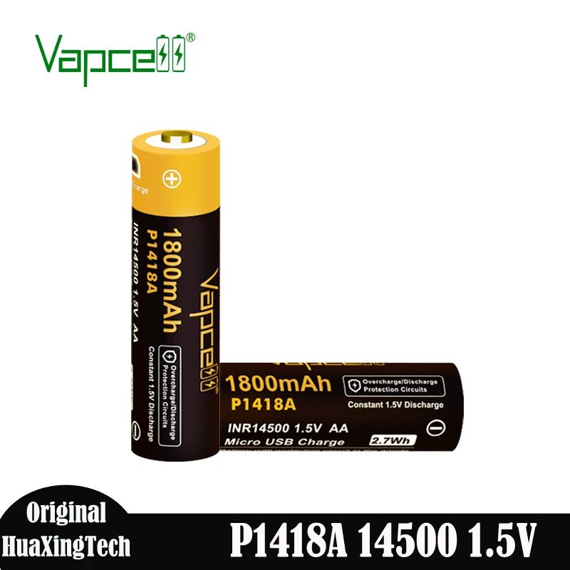 Bateria 1.5v 1800mah Baterias Usb Botão Top Pcb em Ânodo de Células Recarregáveis P1418a Original 16 Pcs Vapcell14500 aa