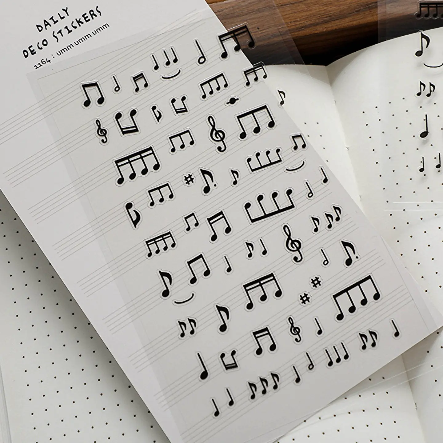 한국어 수입 Suatelier 검은 음표 PVC 스티커스크랩북 장식 문구 DIY..