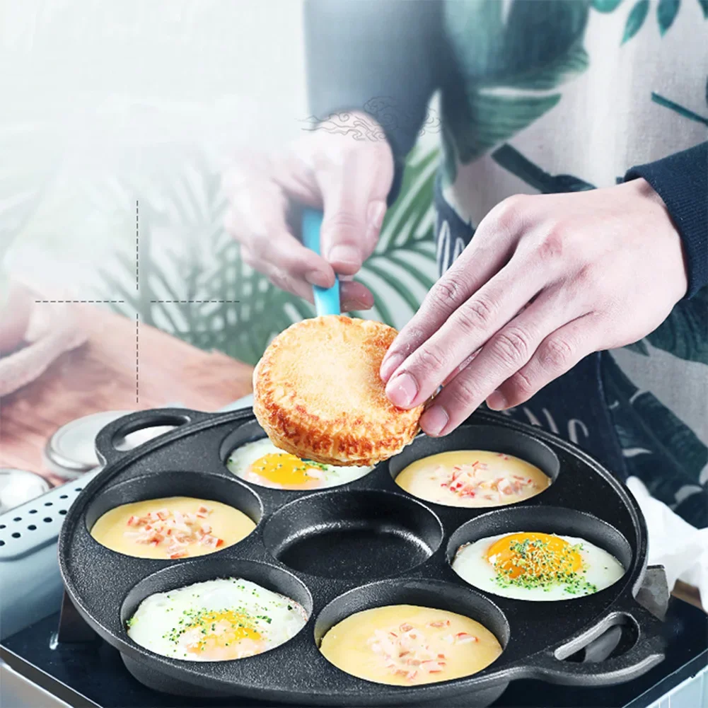 7-3 Hole Non-Stick Kitchen Cooking Ham Pan Breakfast Maker Cookware Cast Iron Egg Pie Frying Pot Takoyaki Pan for Gas Stove