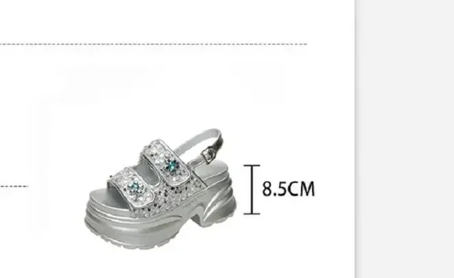 Chunky Platform Bling Rhinestone Sandals For Women Beach Summer_voghion.com
