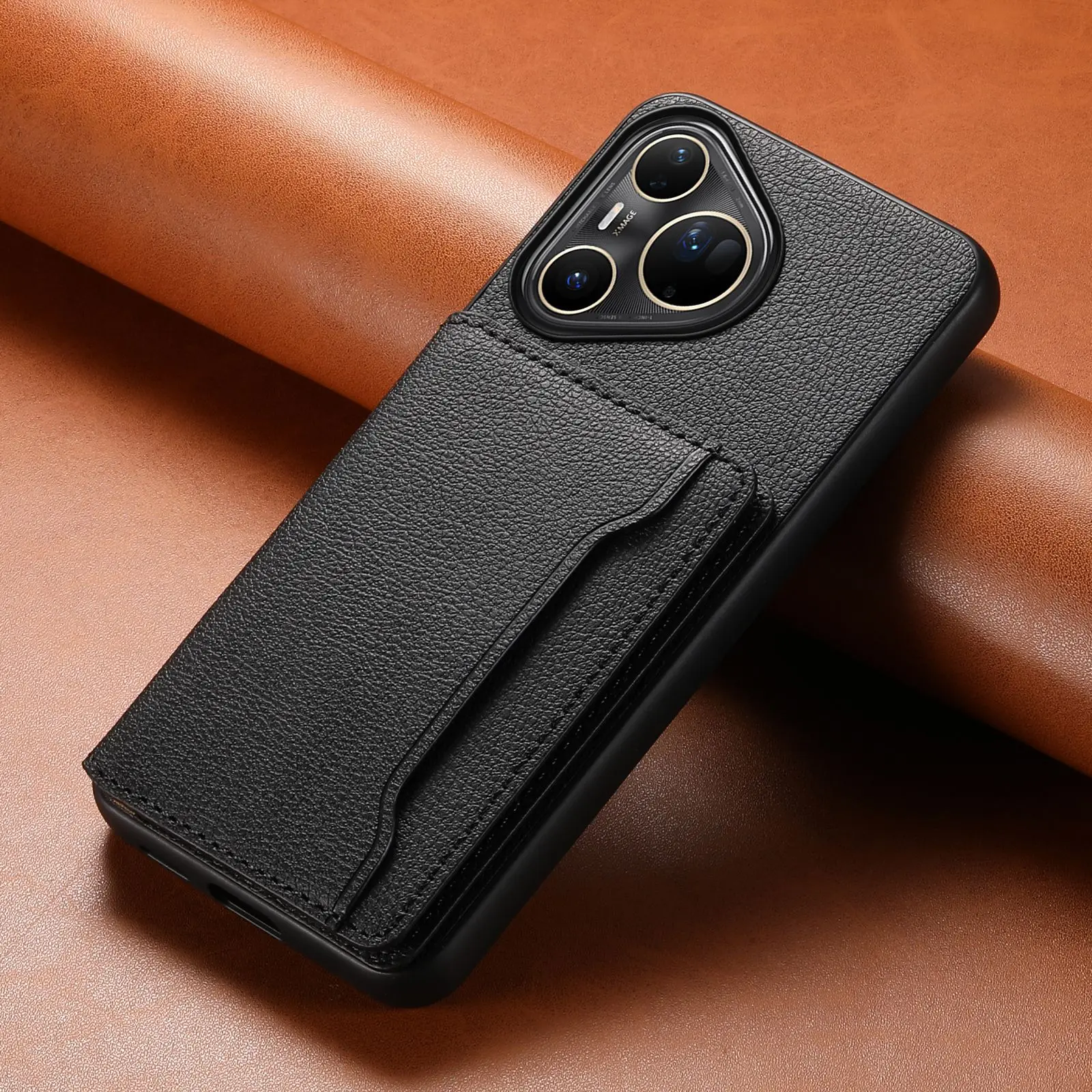 Leather Phone Case with Magnetic Card Holder and Wallet Bracket Cover