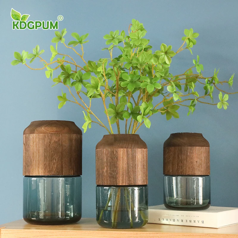 

Modern Handmade Glass Vase Nordic Style Simple Home Decoration Ornaments Light Luxury Log Transparent Glass Vase Flower Pot