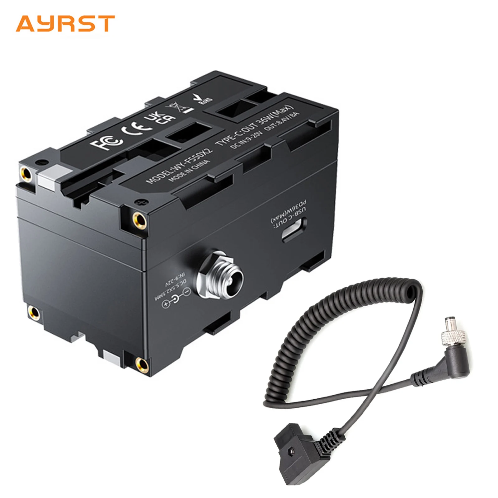 새로운 양면 NP-F 더미 배터리 어댑터 NP-F550/F750/F970 카메라 모니터용 무선 송신기 D-탭-DC 5.5*2.5mm 케이블
