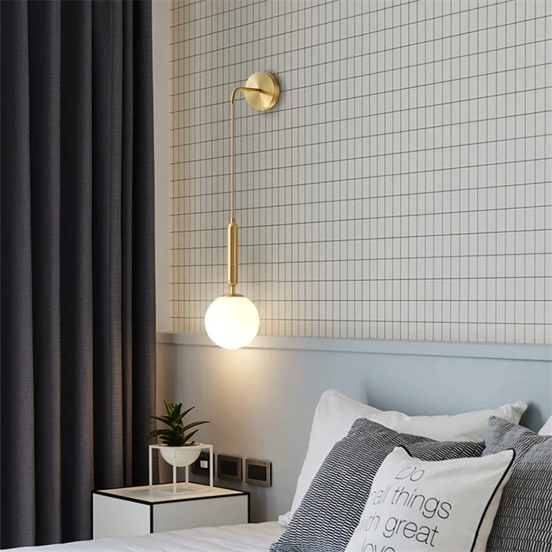 Modern Simple Glass Wall Lamp Nordic Creative LED Luxury Wall Lamps for Living Room Bedroom Bedside Wall Light Fixtures Lighting 5