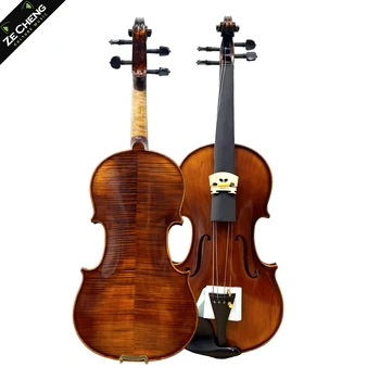 High-Quality Tiger Pattern Solid Wood Handmade Violin, Handmade Maple Violin 4/4 3/4 with Hard Case, Shoulder Rest, Bow, Strings, Mute