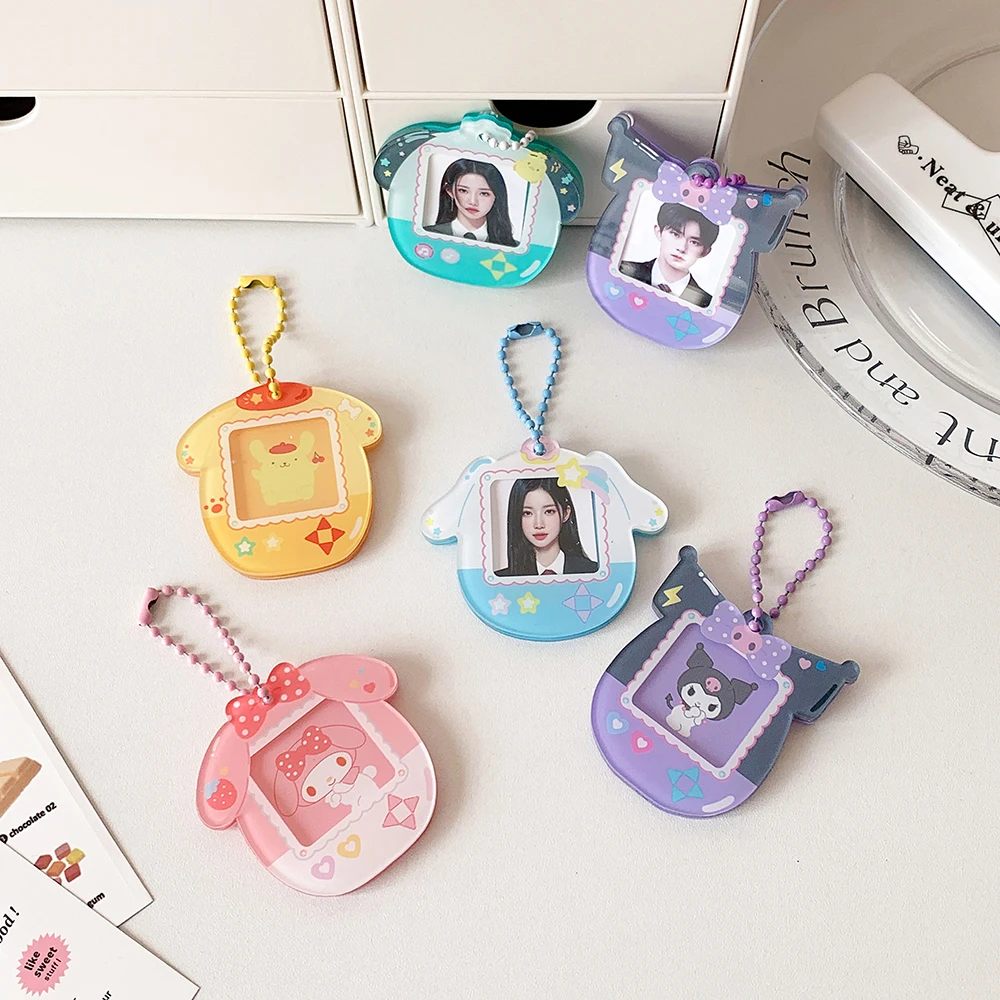 Kawaii Cartoon Kuromi My Melody Acrylic Card Holder Cute Cinnamoroll Pochacco Girls Idol 1-Inch Photo Storage Pendant Card Clip 2