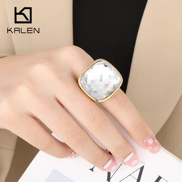 Rings Woman Crystal Colors Big | Fashionable Big Rings Trendy - Rhinestone  Big Finger - Aliexpress