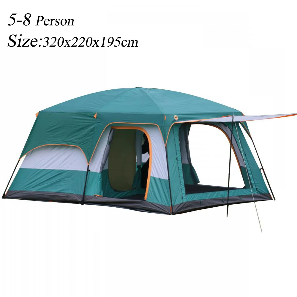 Tienda de campaña grande impermeable de doble capa para 5-8 personas, tienda  de campaña para habitación de dos dormitorios, casa para fiesta familiar al  aire libre, 410x220x175cm, 5,3Kg - AliExpress