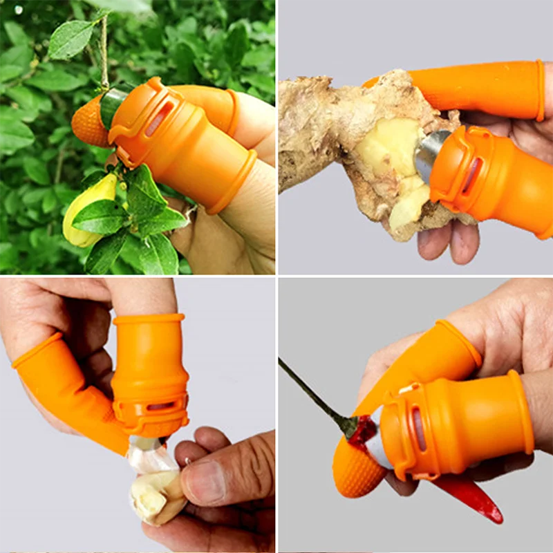 Silicone Thumb Knife Finger Protector Vegetable Harvesting Knife Plant Blade Scissors Safety Cutting Rings Garden Gloves Tools