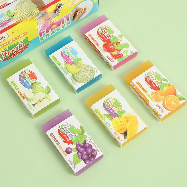 Fruit Erasers Semi Transparent Erasers, Scented Erasers, Pencil Erasers,  Grape, Watermelon, Orange, Kawaii Erasers, Cute School Erasers 