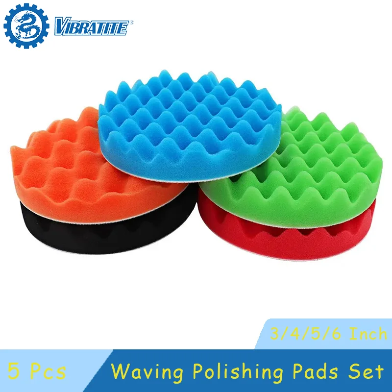 Waving Polishing Pads Set 3/4/5/6Inch Waving Polishing Pads Set 5 Pcs Sponge Pads For Auto Car Body Polishers For Car Polishing Sanding Waxing