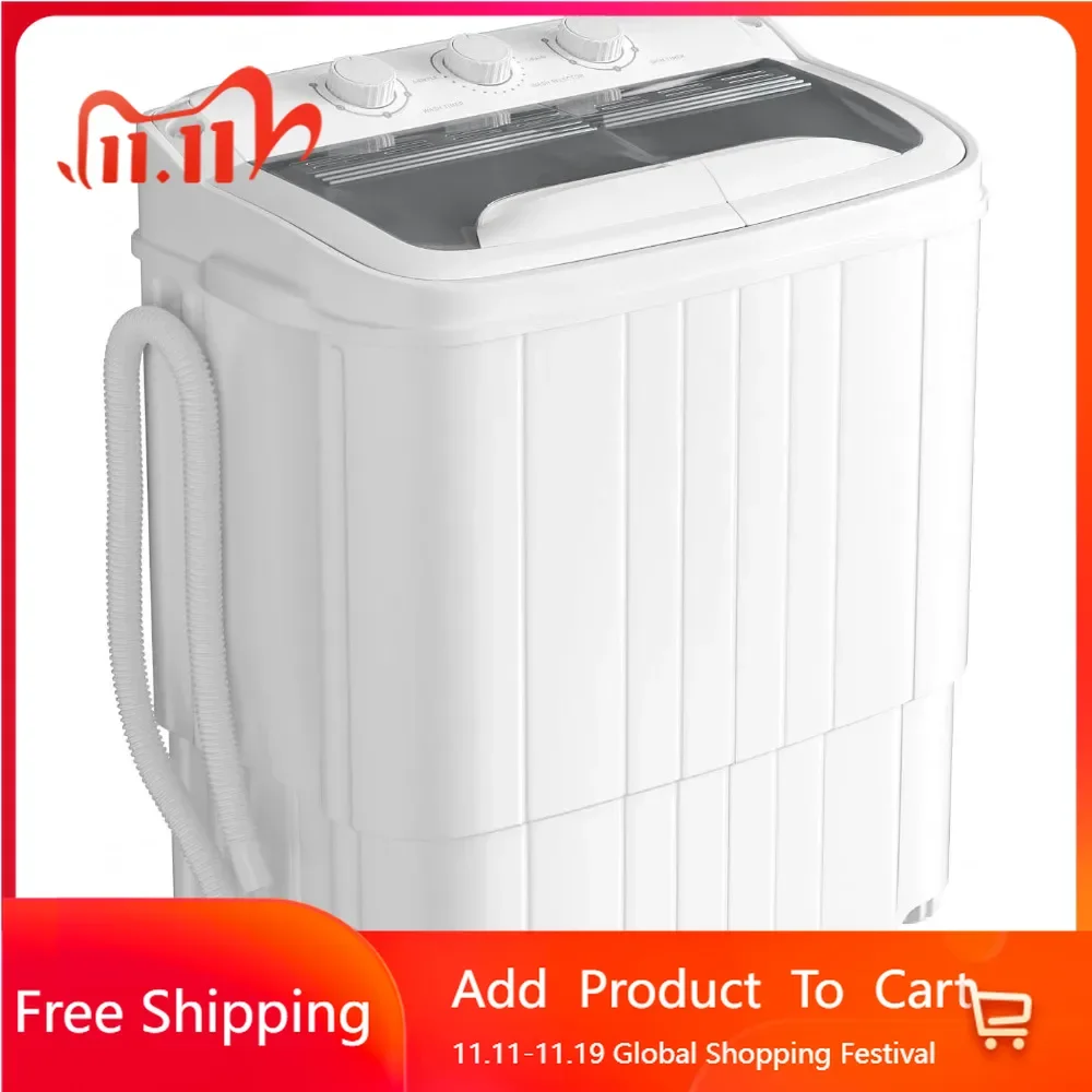 Portable washing machine with long hose, 16 pound portable washing machine dryer combination, suitable for dormitories