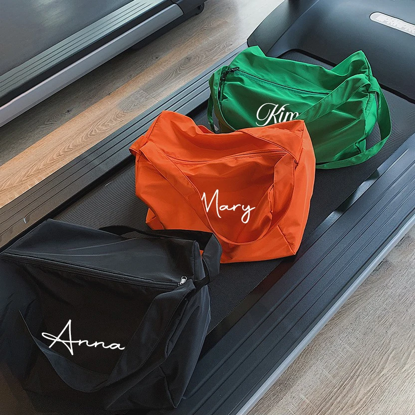 Personalized Gym Bag Travel Yoga Workout Women Duffle Bag Bridal Weekend Girls Trip Duffel Waterproof Custom Name Business Logo
