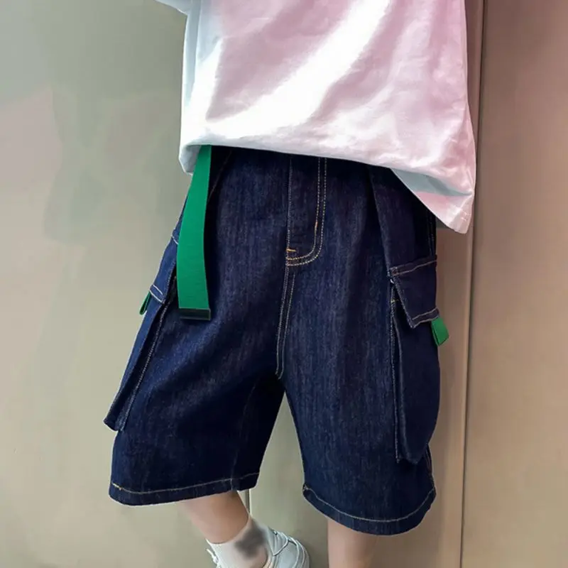 Boys Shorts Kids Denim Shorts 3-12Y Summer Thin Solid Color Pure Cotton Five Quarter
